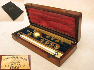 19th Century Sikes Hydrometer set by W.R.Loftus, London